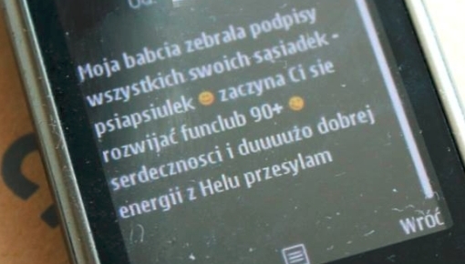 SMS z pozdrowieniami z Helu i informacja o fanklubie 90+