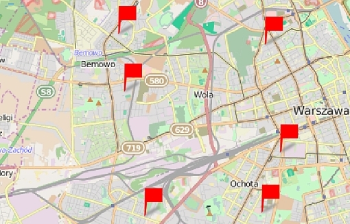Punkty zbiórki podpisów na mapie Warszawy