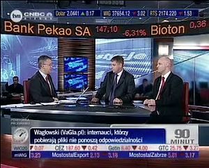 rozmowa w programie 90 minut, TVNCNBC Biznes, 15 lipca 2008 roku: p. Robert Stanilewicz, p. Jakub Bojanowski oraz Piotr Waglowski