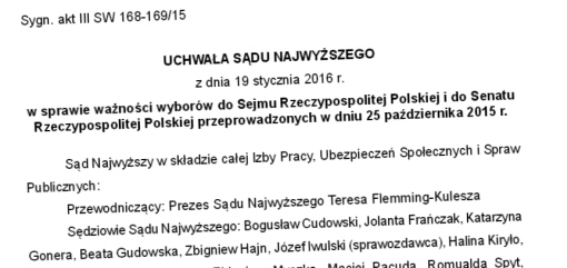 Nagłówek Uchwały SN