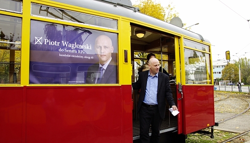 Piotr Waglowski w tramwaju topomyśl